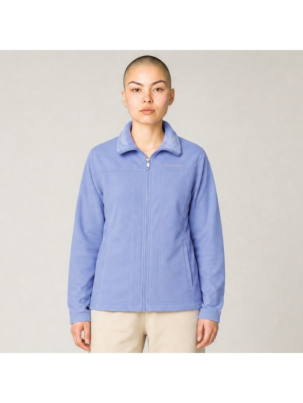 Columbia Full Zip Soft Shell Jacket Women's Size M Light Blue Fleece Lined GUC